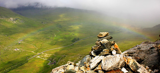 Rainbow over the Ogwen Valley in Snowdonia, Wales | by Flight Centre's Laura Moran