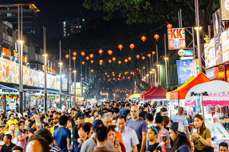 Kuala Lumpur’s Chinatown at night. Kuala Lumpur’s Chinatown at night.
