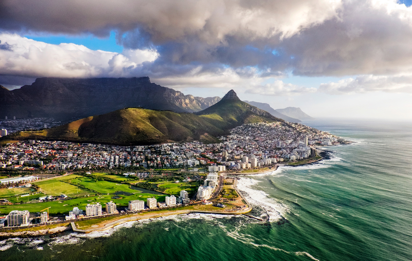 Clouds over Lion's Head and Table Mountain, Cape Town, South Africa.
