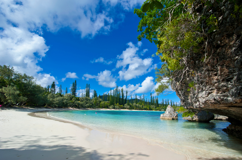 White sand beach on Isle of Pines, New Caledonia