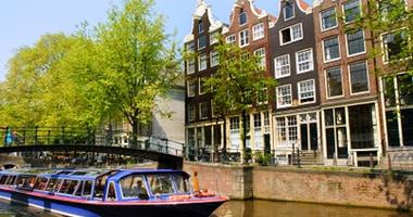 One of the many canals in Amsterdam