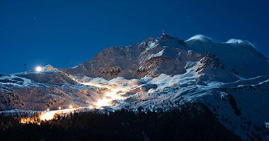 Corvatsch Ski Slope Illuminated at Night